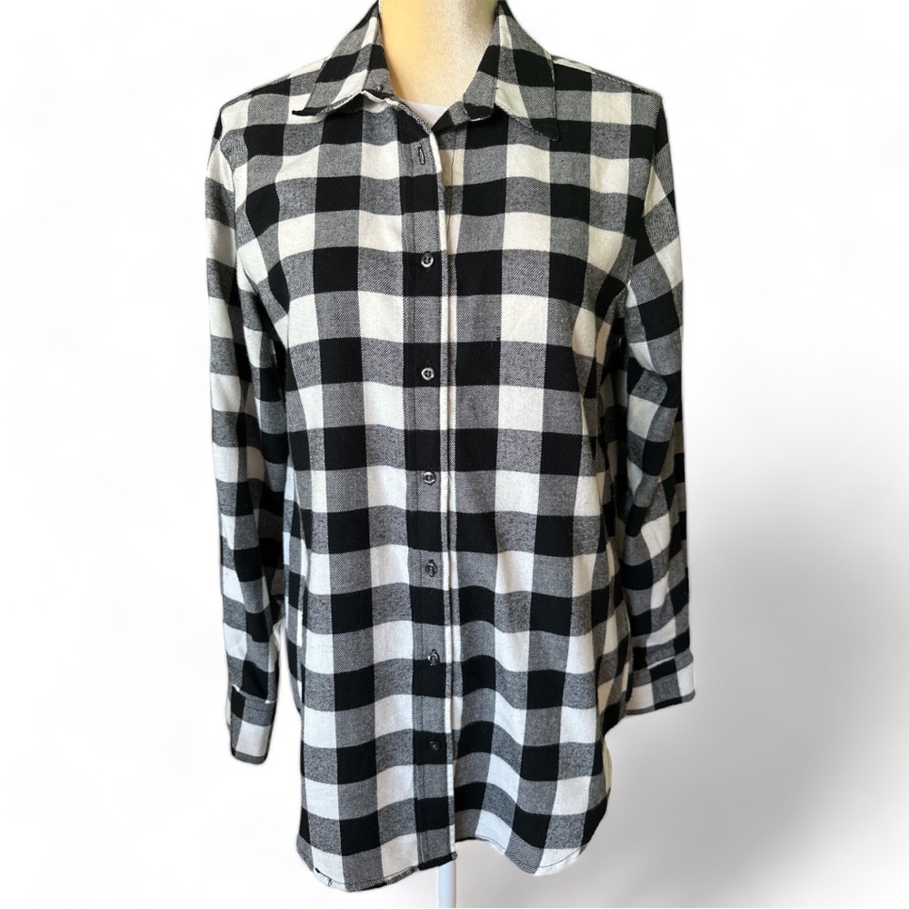 NWOT Zac and Rachel Buffalo Check Black and White Button Size Medium